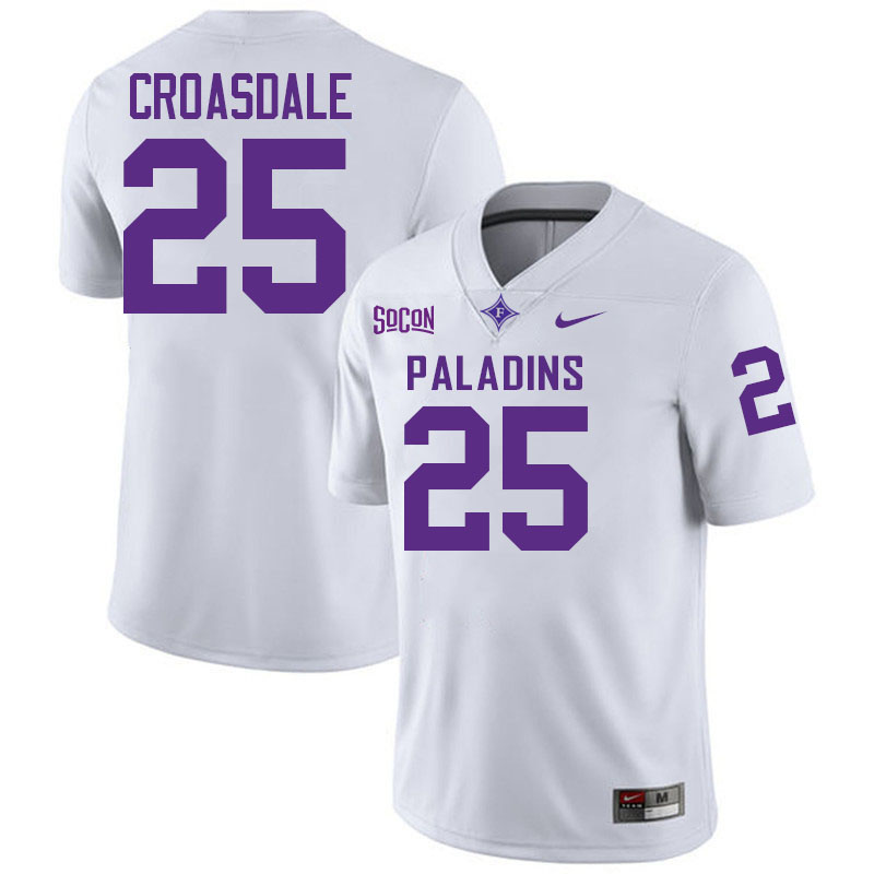 Furman Paladins #25 Ben Croasdale College Football Jerseys,Uniforms-White
